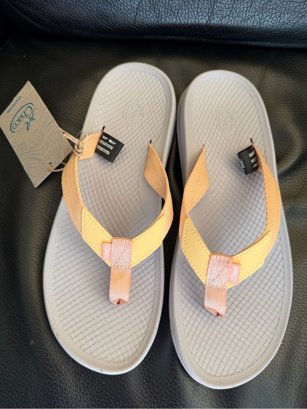 Chaco Women's Flip Sandals in Peach and Yellow